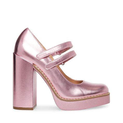 Twice Pink, Valley Girl, Steve Madden Store, Gorgeous Heels, Steve Madden Heels, Valley Girls, Platform Mary Janes, Pink Metallic, Women Men Shoes