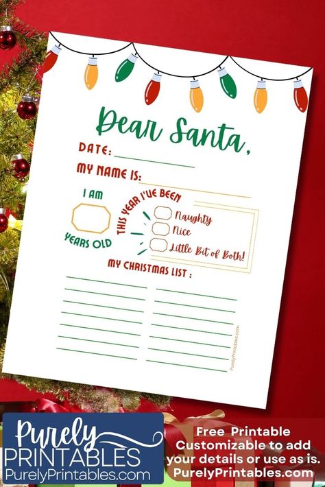 11 Free Letters To Santa Printable Templates For Christmas Wish Lists Customizable Santa Wish List Free Printable, Santa Stationary Printable Free, Santa List Printable Free, Santa Wish List Printable, Holiday Printables Free, Christmas Wish List Printable, Christmas List Printable, Christmas List Template, Santa Wish List