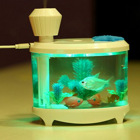 Mini Fish Tank, Aquarium Lamp, Mini Aquarium, Aroma Essential Oil, Aromatherapy Diffuser, Fish Tank Decorations, Mood Light, Miniature Crafts, Mini Things