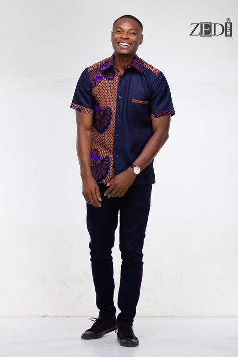 This men's shirt is made from a strong polyester african wax print fabric also known as ankara fabric. this mens shirt has a special combination with jeans fabric. the shirt is the perfect gift for a special man and can be worn to both formal and casual occasions. the african print fabric on this shirt is called kwedusa. all our clothes are made in ghana with the finest craftsmanship.   this shirt comes in various sizes from medium to extra extra large. the size chart below shows the exact measu African Print Men Shirt, Ankara Shirts For Men African Prints, African Print Shirts For Men, Ankara Shirts For Men, Ankara Shirt, African Print Shirt, African Wax Print Fabric, African Shirts For Men, Wax Print Fabric