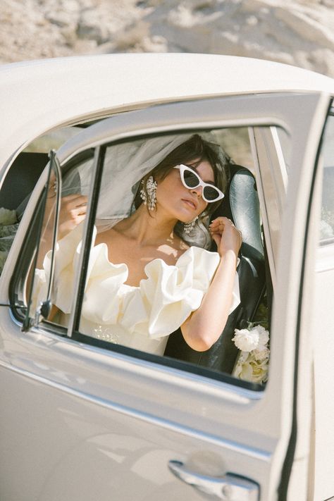 Editorial Bridal in the Anza-Borrego Desert Aesthetic Wedding Photography, Dreamy Editorial, Desert Editorial, Editorial Aesthetic, Bride Sunglasses, Madonna Inn, Plain Wedding Dress, Wedding Sunglasses, Anti Bride