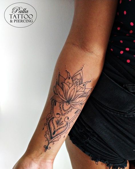 Lotus Mandala Tattoo Forearm, Lotus Mandala Tattoo, Tattoos 2024, Chest Tattoo Ideas, Tattoo Lotus, Chest Hair, Chic Tattoo, Boho Tattoos, Small Pretty Tattoos