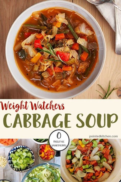 Zero Point Cabbage Soup, Weight Watchers Cabbage Soup Recipe, Weight Watchers Cabbage Soup, Zero Point Soup, Smores Dessert, Weight Watchers Meal Plans, Weight Watchers Soup, Weight Watchers Recipes Desserts, Soup Diet