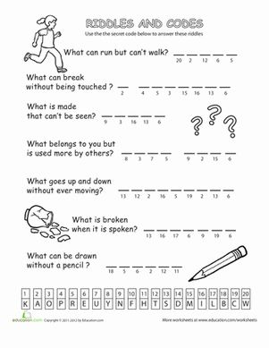 What can run but can't walk? Reveal the answer to this clever riddle by cracking the number code in this Riddles and Codes worksheet. Code Breakers For Kids, Easy Brain Teasers, Kids Brain Teasers, Brain Teasers For Kids, Education Games, Brain Teaser Games, Math Riddles, Number Code, Elderly Activities