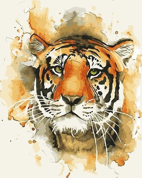 Diy Paint By Numbers, Tiger Painting, Watercolor Trees, Diy Paint, Animal Sketches, Paint By Numbers, Paint By Number Kits, Watercolor Techniques, Watercolor Animals