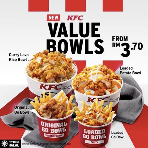 Kfc new menu. my money gonna flow like waterfalls just for these foods. aiyaa 😂  #kfc Menu Kfc, Kfc Coupons, Menu Sans Gluten, Kfc Chicken, Loaded Potato, Ads Design, Food Poster Design, New Menu, Logo Restaurant