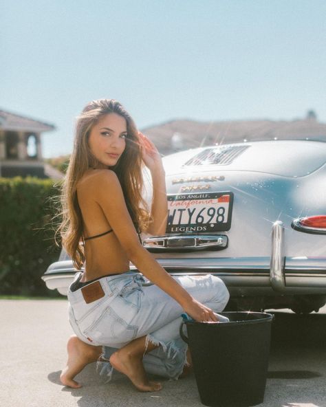 Vintage Car Wash Photoshoot, Carwash Photoshoot, Car Wash Photoshoot, Car Wash Girls, Cayman Porsche, Porsche Girl, Car Shoot, Classic Car Photoshoot, Lexi Rivera