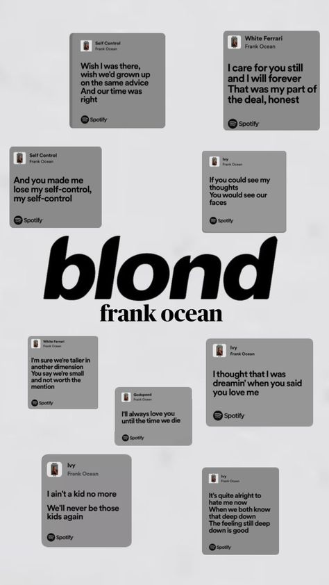 blond -frank ocean :) #music #frankocean #blondalbum #blond #album Frank Ocean Quotes, Frank Ocean Lyrics, Rnb Aesthetic, Frank Ocean Songs, Frank Ocean Album, Ocean Music, Frank Ocean Wallpaper, Tyler The Creator Wallpaper, Meaningful Lyrics