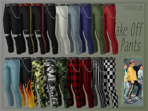 Trillyke - Take Off Pants Sims 4 Cc Alternative Clothes Male, Sims Bottoms, Deco Sims, Jeans With Chains, Ts4 Clothes, Male Sims, Sims 4 Men Clothing, Chain Pants, Sims 4 Male Clothes