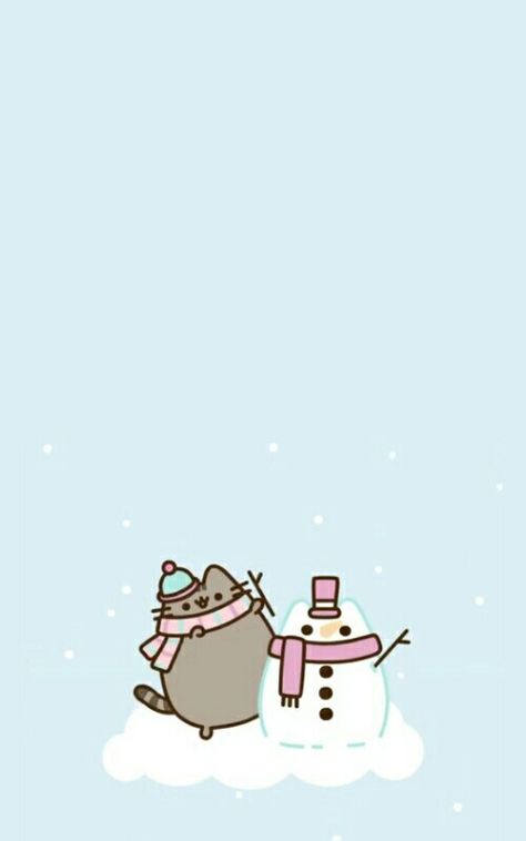 #Pusheen 💙#pusheenwallpaper Pusheen Wallpaper Christmas, Pusheen Wallpaper Ipad, Pusheen Christmas Wallpaper, Pusheen Cat Wallpaper, Pusheen Winter, Pusheen Wallpaper, Pusheen Christmas, Super Wallpaper, Pastel Backgrounds