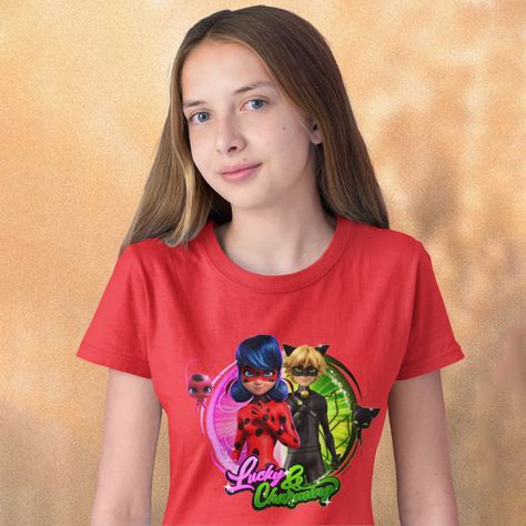 Miraculous Design, Ladybug Cat Noir, Cat Noir, Lady Bug, Lucky Charm, Cat Tshirt, Kid Shoes, Shirts For Girls, Fabric Care