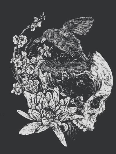 via tumblr Baphomet Aesthetic, Zoe Keller, Inking Illustration, Bird Skull Tattoo, Arte Occulta, Tattoo Artwork, Different Tattoos, Bird Skull, Dark Tattoo