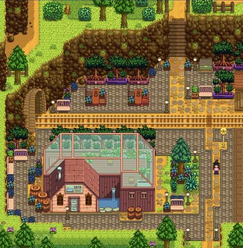 In Year 15 - This is 100% Unmodded! I completed this save in year 13 so now I've been decorating everything Stardew Farms, Stardew Valley Layout, Stardew Valley Tips, Stardew Valley Farms, Valley Game, Farm Layout, Farm Design, Terraria, The Spa