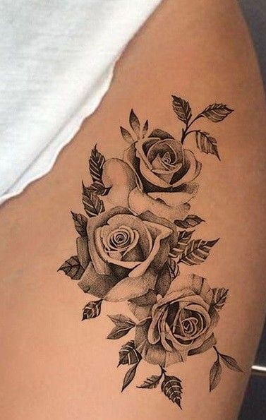 Big Rose Tattoos For Women, Roses Rib Tattoo, Rose Bouquet Tattoo, Floral Rib Tattoo, Rose Rib Tattoos, Rose Tattoo Cover Up, Rose Tattoo On Hip, Rose Vine Tattoos, Rose And Butterfly Tattoo