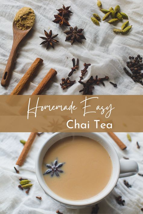 This delicious Masala chai tea is a blend of spice, milk, black tea and sweetener that creates the most flavorful delicious warm tea. Learn how to make this Homemade Easy Chai Tea with minimal effort but a delicious authentic taste. Perfect Chai Tea Recipe, Golden Milk Tea Recipe, Black Chai Tea Recipes, Chai Tea Homemade, Authentic Indian Chai Tea Recipe, How To Make Chai Tea, Chai Masala Recipe, Home Made Chai, Chia Tea Recipe