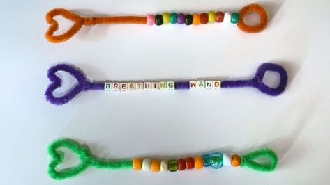 Mindful Breathing Stick, Diy Mindfulness Craft, Breathing Sticks Mindfulness, Birthday Therapy Activities, Flip Your Lid, Preschool Mental Health Activities, Mindful Crafts For Kids, Mindfulness Art For Kids, Health And Wellness Activity For Kids