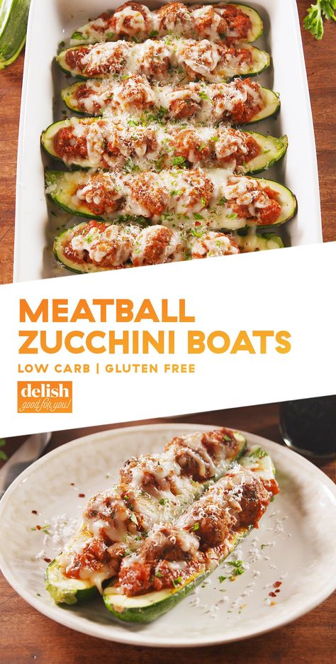 Zucchini Boats Beef, Meatball Zucchini, Zucchini Boat Recipes, Meatball Dinner, Meatball Sub, Cheese Mozzarella, Boiled Egg Diet Plan, Zucchini Boats, Carb Dinner