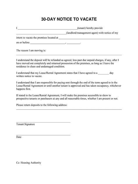 30 Day Notice To Vacate Template - Fill Out and Sign Printable PDF Template | signNow 30 Day Eviction Notice, First Job Resume, Make A Family Tree, Eviction Notice, Job Resume Template, Teacher Resume Template, Free Teacher, Letter Form, Teacher Resume