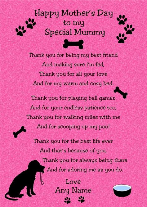 Personalised from The Dog Verse Poem Mothers Day Card (Cerise, Special Mummy) : Amazon.co.uk: Stationery & Office Supplies Poem Mothers Day, Pony Bead Animals, Dog Mothers Day, Bead Animals, Mothers Day Poems, Cat Cards, Cute Easy Drawings, Mothers Day Cards, Funny Cards