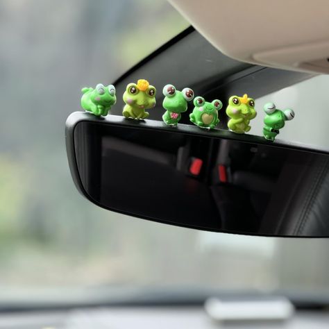 PRICES MAY VARY. 🐸【You Will Receive】6 PCS different shape frogs car dashboard decorations and 20double sided adhesive stickers. You can stick the cute little guys where you want them.This fun car accessories stay with you while you're driving, when you're in a bad mood make your day brighter. 🐸【Versatile Use】Our car interior accessories can also be used as a mini figurines, cake toppers, micro landscape decor, party decorations, home shelves decor, fish tank, yard decor etc. Additionally this Bug Car Accessories, Car Accessories For Interior, Cottagecore Car Decor, Green Car Interior Decor, Car Trinkets, Truck Essentials, Green Car Decor, Frog Room Decor, Car Stuff Accessories