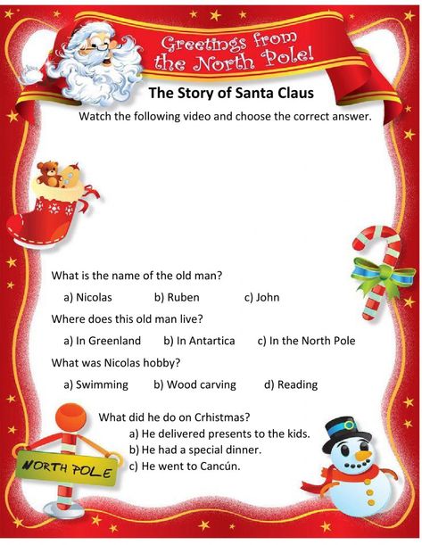 The Story of Santa Claus worksheet Story Of Santa Claus, Cause And Effect Worksheets, Christmas Letter From Santa, Santa Claus Story, Free Letters From Santa, Santa Letters, Santa Template, Santa Letter Template, Free Certificate Templates