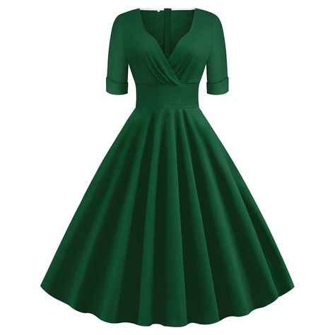 PRICES MAY VARY. ❤【 Material 】 Elegant 1960s 1950s dresses for women vintage swing dress is well made of Cotton, skin friendly fabric, soft and breathable fabrics, comfortable and beautiful to wear. Imported Zipper closure Hand Wash Only ❤❤ Elegant vintage dresses for women 1950s dress, ladies women vintage retro dress, women 1950s 50s dress, women Audrey hepburn dress, 1950s 50s style dresses for women vintage, pinup dresses for women rockabilly dress, rockabilly dresses for women 1950s pinup d 60s Clothing, Style Année 80, Elegant Party Dresses, Womens Vintage Dresses, Vestidos Vintage, Pleated Midi Dress, Green Midi Dress, Mode Vintage, Party Dresses For Women