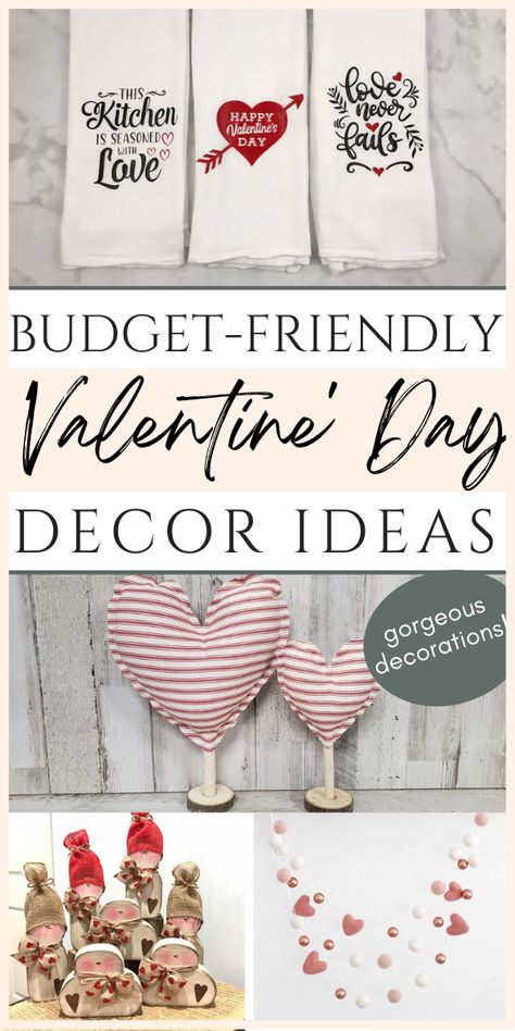 If you love decorating your home for Valentine's Day but you're on a tight budget, here's help! Here are beautiful Valentine's Day decor that's budget-friendly and beautiful! Take a look to see some lovely farmhouse ideas to bring Valentine's Day decorations to your home! Farmhouse Valentines Day Decor Diy, Farmhouse Valentine Decor Diy, Valentine Crafts For Adults Diy, Valentines Decorations For Home, Diy Valentine Decor, Fun Table Decorations, February Decor, Aesthetic Valentines Day, Rustic Valentine Decor