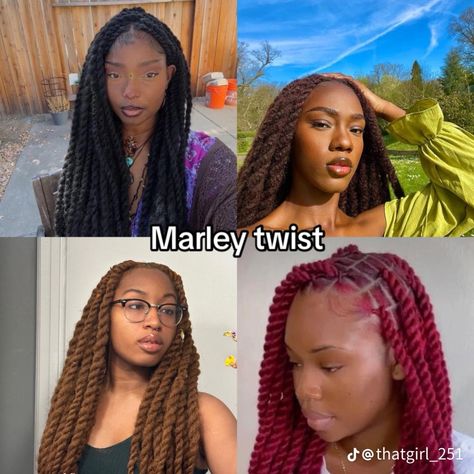 Marley Twists With Curls, Rainbow Box Braids, Black Hair Makeup, Marley Twist, Belle Hairstyle, Black Hairstyle, Hairstyle Examples, Quick Natural Hair Styles, Marley Twists