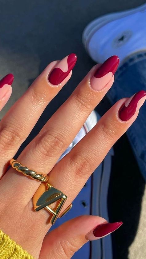 Burgundy Nail Art, Short Red Nails, Blush Pink Nails, September Nails, Smink Inspiration, Casual Nails, Makijaż Smokey Eye, Soft Nails, Red Nail