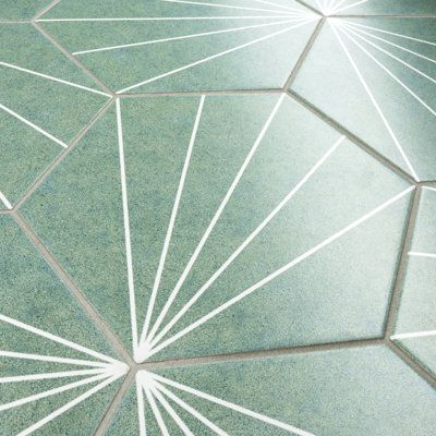 Green Hexagon Tile, Villa Lagoon Tile, Patterned Wall, Soft Colour, Green Flooring, Merola Tile, Hexagon Tiles, Green Tile, Bathroom Floor Tiles