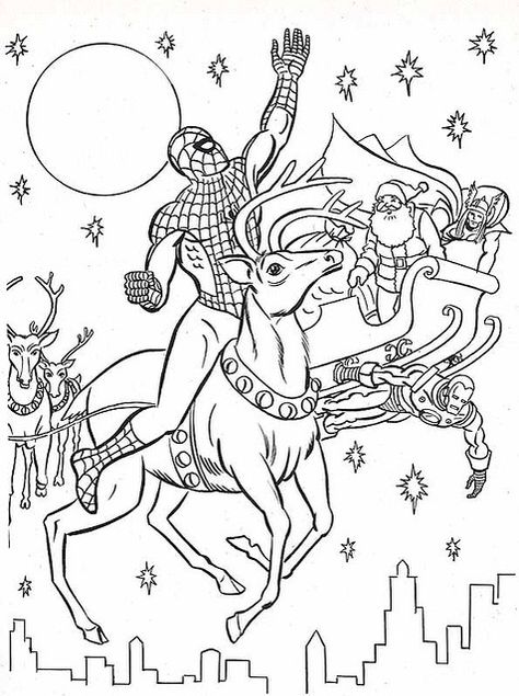 Vintage Spiderman and Santa - PRINT AND COLOR ME! Christmas Superhero, Spiderman Coloring Pages, Spiderman Christmas, Superhero Christmas, Christmas Colouring Pages, Coloring Pages Christmas, Batman Coloring Pages, Avengers Coloring Pages, Marvel Fandom