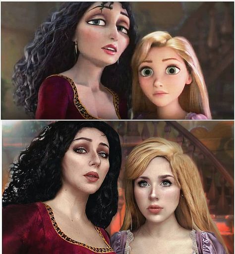 Gothel and Rapunzel realistic art Cosplay Disney, Mother Gothel, Rapunzel Cosplay, Pin Interest, Scarlett O'hara, Coraline Jones, Jessica Nigri, Disney Princess Drawings, Cindy Lou