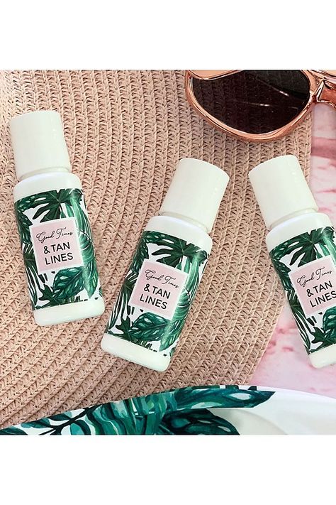 Palm Leaf Sunscreen | David's Bridal Beach Bridal Shower Favors, Beach Bachelorette Party Favors, Tropical Bachelorette Party, Gifts Table, Beach Bridal Showers, Wedding Souvenir, Tropical Bridal Showers, Tropical Bridal, Bachelorette Party Beach