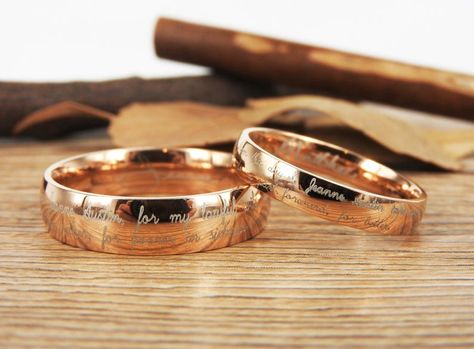 Marriage Rings Couple, Marriage Rings Couple Unique, Custom Wedding Rings Sets, Anniversary Ring Set, Rosa Gold, Signature Rings, Couples Ring Set, Marriage Vows, Titanium Wedding Rings