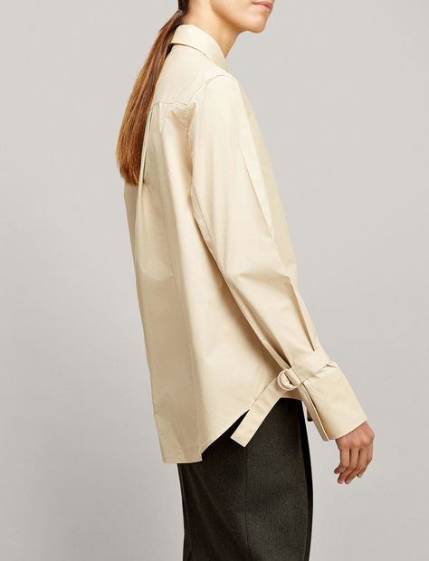 Joseph, Rem Poplin Blouse, in CREAM Beige Oversized Shirt, Cos Shirt, Joseph Fashion, Poplin Blouse, Beige Shirt, Denim Blouse, Women Shirts Blouse, Mixing Fabrics, Oversized Shirt