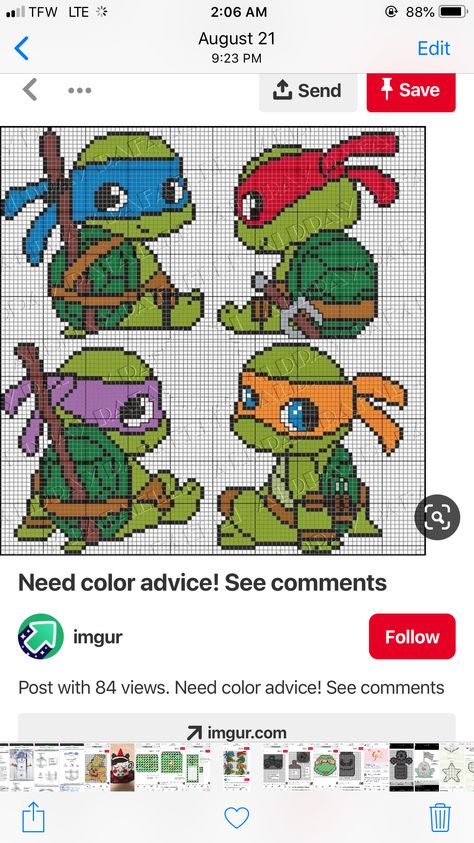 Tmnt Crochet Pattern Free, Tmnt Cross Stitch, Tmnt Pixel Art, Geeky Cross Stitch Patterns, Pixel Art Templates, Pixel Drawing, Cat Cross Stitch Pattern, Graph Paper Art, Diy Embroidery Patterns