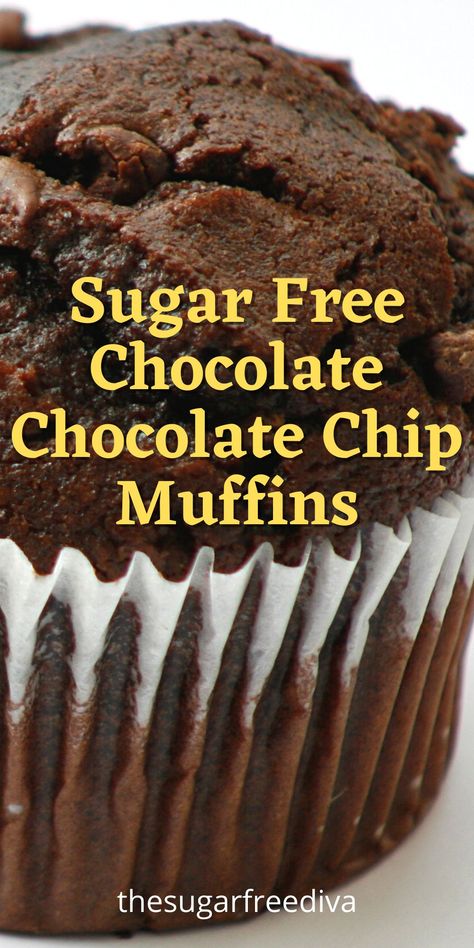 Chocolate Chocolate Chip Muffins, Idea For Breakfast, Sugar Free Cookie Recipes, Sugar Free Muffins, Sugar Free Desserts Easy, Splenda Recipes, Low Sugar Desserts, Sugar Free Baking, Sugar Free Recipes Desserts