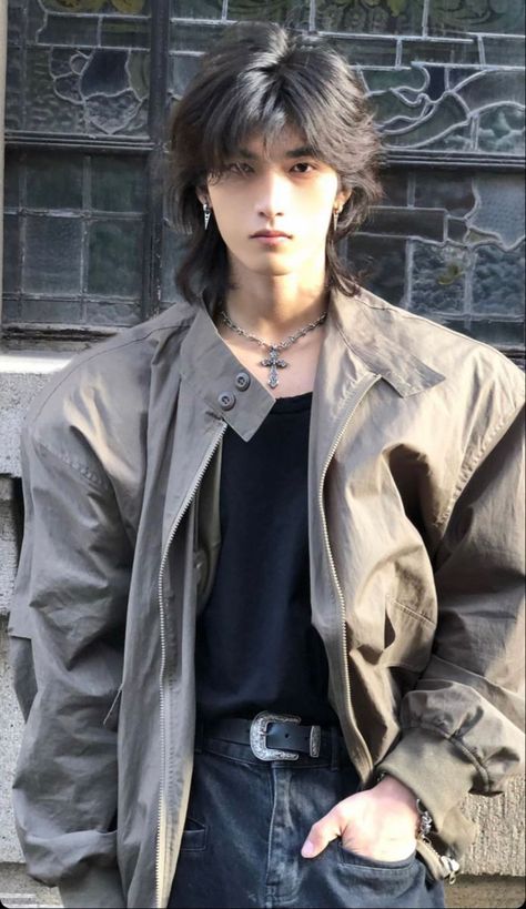 Korean Male Model Aesthetic, K Fashion Men, Haircuts For Diamond Face, Face Female, Short Hair Tomboy, Long Hair Ponytail, Hairstyle For Men, Men's Long Hairstyles, Hair Inspiration Short