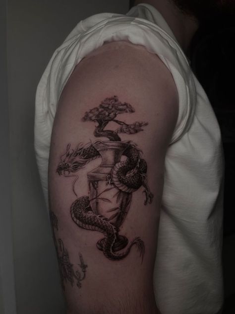 Tattoo uploaded by Lauren Dragon Vase Tattoo, Bonsai Tree Tattoo, Bonsai Tattoo, Tree Dragon, Bonsai Tree Tattoos, Vase Tattoo, Dragon Vase, Los Angeles Tattoo, Miami Tattoo