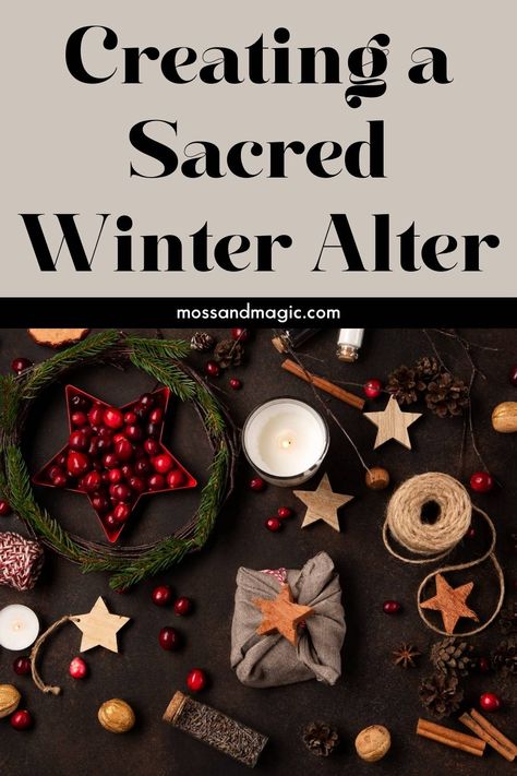 Your Wiccan altar serves as a focal point for your spiritual practice and a tangible expression of your connection with nature’s cycles. As Yule, the Winter Solstice, draws near, it’s an opportune time to transform your altar into a sacred space that aligns with the themes of the season. Diy Winter Solstice Gifts, Winter Solstice Altar Ideas, Yule Celebration Winter Solstice, Wiccan Yule Decorations, Yule Altar Ideas Winter Solstice, Winter Solstice Decorations Diy, Yule Altar Winter Solstice, Winter Solstice Altar, Yule Alter Ideas