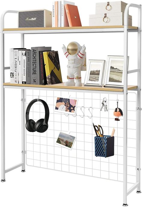 Amazon.com: MARTEXBUY Desktop Bookcase Bookshelf Desk Hutch, 2-Tier Multipurpose Countertop Display Shelf, Adjustable Computer Desktop Rack Organizer for Home Office Dorm Use (White) : Office Products Dorm Packing, Hutch Display, Mattress Encasement, Dorm Desk, Dorm Kitchen, Desktop Bookshelf, Countertop Organizer, Wood Rack, Desk Hutch