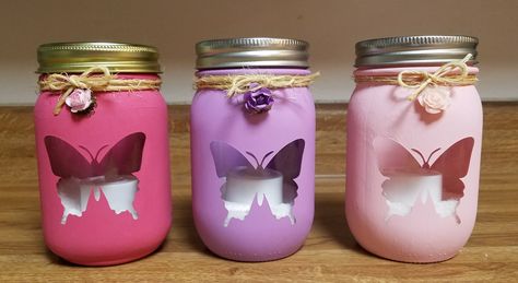 Easy Sellable Crafts, Vidros Decorados Ideas, Toples Kaca, Things To Paint, Diy Glass Bottle Crafts, Jar Art, Diy Jar Crafts, Wine Bottle Diy Crafts, Diy Bottle Crafts