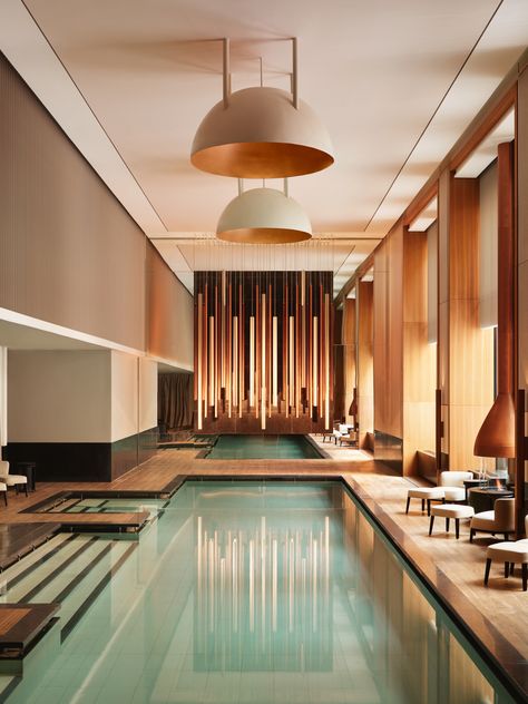 Aman New York, Midtown Nyc, Urban Hotels, Indoor Swimming Pool, New York Hotels, Best Spa, Indoor Swimming, Indoor Swimming Pools, Pool Design