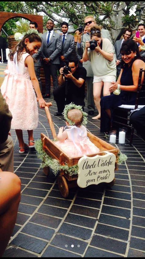 Ceremony Ring Bearer Wagon Ideas, Wedding Wagons For Flower Girl, Wagon Wedding, Flower Girl Wagon, Wedding Wagon, Wagon For Wedding, Wooden Wagon, Phillips Screwdriver, Wedding 2024