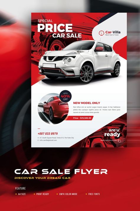 Car Poche Design, Automotive Flyer Design, Car Promotion Design, Car Battery Ads, Car Flyer Design, Car Graphic Design, Flyer Car, Mailchimp Design, Car Advertisement