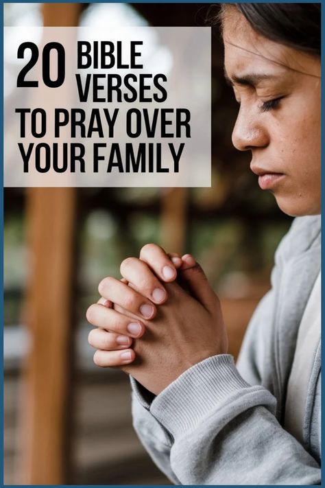 Person praying with hands clasped, text reads "20 Bible Verses to Pray Over Your Family". Humility Bible, Verses About Kindness, Prayers For Family Protection, Prayer Routine, Verses To Pray, Powerful Verses, Family Bible Verses, Bible Quotes About Love, Praying For Your Family