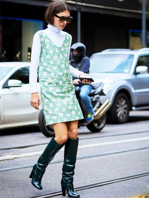 Shirt Under Dress, Street Style 2016, Neue Outfits, Street Style Trends, Street Look, Under Dress, Fashion People, Street Chic, Spring Dresses