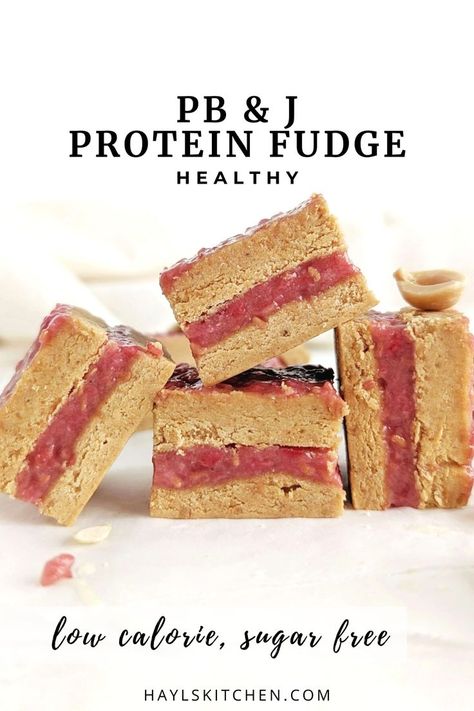 Peanut Butter And Jelly Protein Bar, Peanut Butter Jelly Protein Balls, Peanut Butter Strawberry, Pb Protein Powder Recipes, Protein Fudge, Sugar Free Protein Bars, Healthy Protein Bars, Low Calorie Protein, Peanut Butter Jelly Time