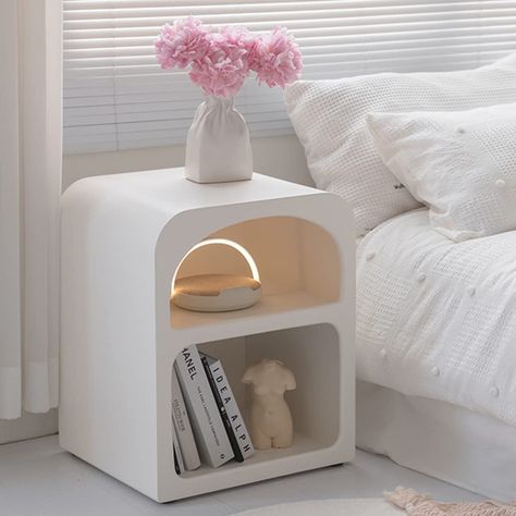 PRICES MAY VARY. CHARMING & SIMPLE:This modern nightstand uses a simple white design.Looks dignified and elegant, which can be ideally matched with any different decoration style, and makes your room more pleasing to the eye SIZE:17.7"W*15.7"D*21.6"H (45*40*55cm), it's the great balance between functional and space-saving, matches most of beds and sofa's hight PREMIUM MATERIAL:Hign quality wood-based panel and water-based paint.Special craftsmanship of particle paint, with frosted touch.Durabili White Room Decor, Small Bedside Table, Bedroom Corner, Room Redesign, Home Office Bedroom, Redecorate Bedroom, Cute Bedroom Decor, Cozy Room Decor, Modern Nightstand