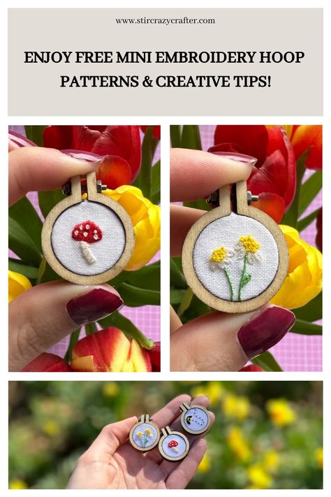 Tiny Hand Embroidery Patterns Free, Mini Embroidery Patterns Free, Tiny Embroidery Designs, Miniature Embroidery Patterns Free, Small Embroidery Projects, Mini Embroidery Hoop Ideas, Mini Embroidery Designs, Embroidery Keychain Diy, Tiny Embroidery Patterns